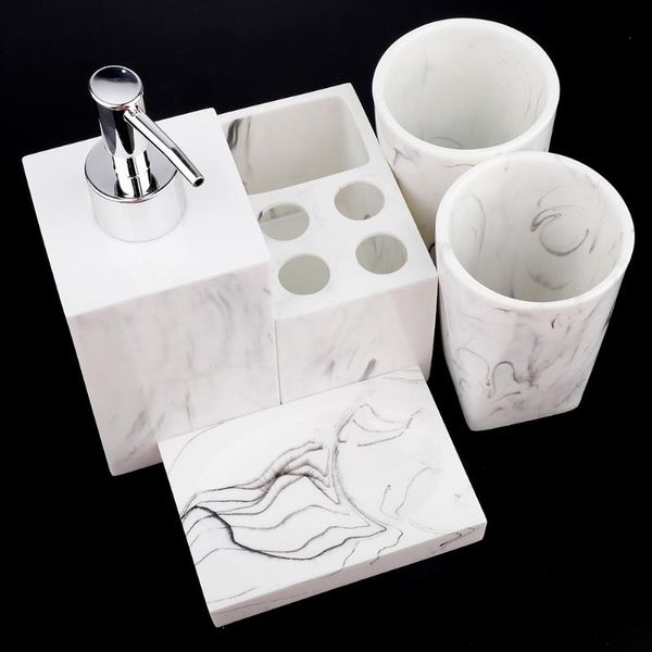 

toiletries bathroom set marble texture toothbrush holder/liquid soap dispenser/soap dish decoration accessories bath accessory