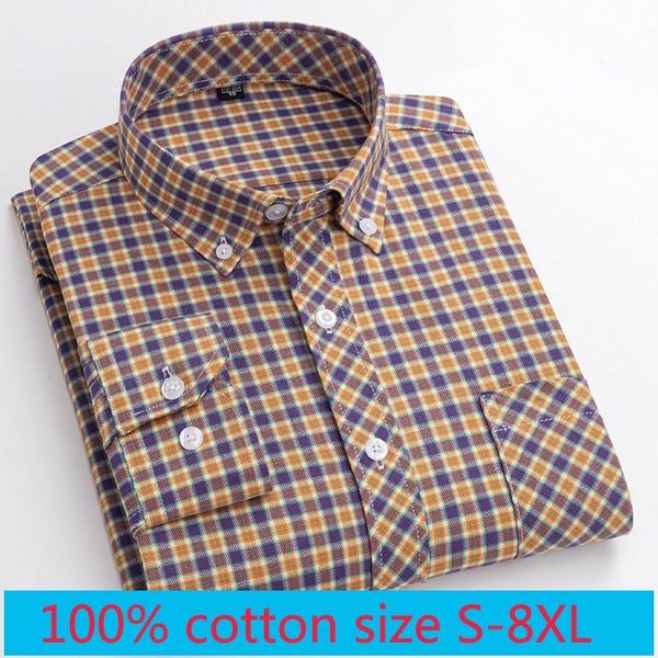 

men's casual shirts arrival fashion 100% cotton thin plaid long sleeve men summer plus size -2xl 3xl 4xl 5xl 6xl 7xl 8xl, White;black