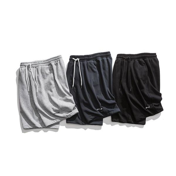 

men's shorts 2021 summer basic solid color printed casual and women's loose versatile sports trend, White;black