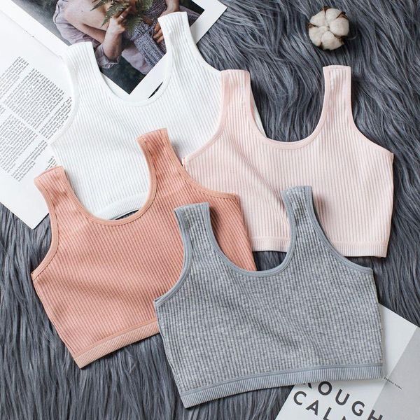 

women's tanks & camis tank women solid long thread sleeveless sling female student tube vest girls plus size underwear bra, White