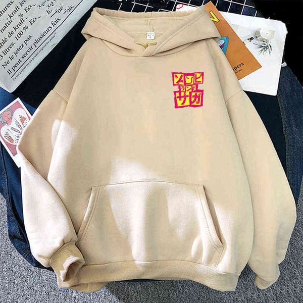 Zombie Land Saga Brief Grafiken Hoodies Lose Sweatshirts Frauen Langarm 2021 Frühling Koreanische Mode Tops Pullover Übergroßen Y0820