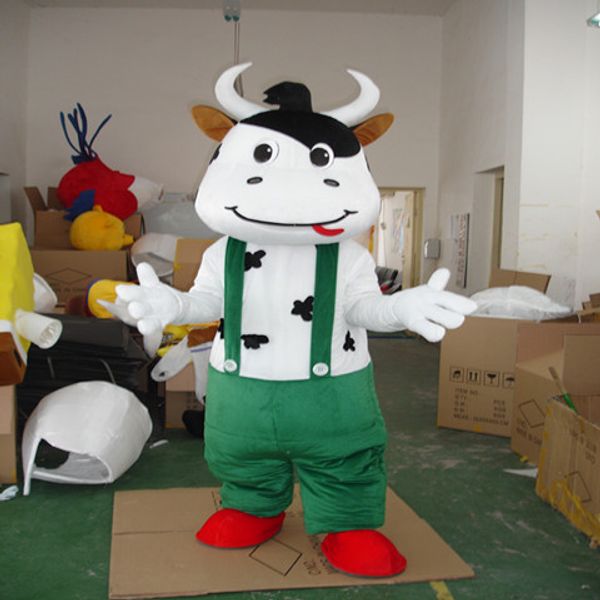 

mascot costumes new white and black milk cow mascot costume cattle ox moo-cow mascot fancy party dress mascotte costumes suit size, Black;red