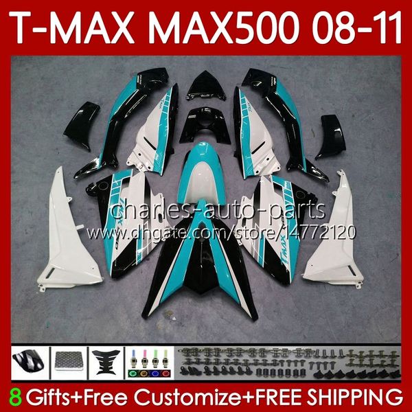 Body Kit für Yamaha Tmax MAX 500 XP500 MAX-500 T 2008-2011 BODYWORK 107NO.104 TMAX-500 TMAX500 T-MAX500 2008 2009 2010 2011 max500 08 09 10 11 OEM Cyan Black Fairing