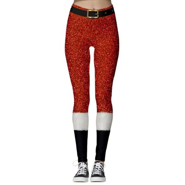 

women's pants & capris autumn winter holiday gift red knitting sublimation printing christmas wreath legging skinny stretchy #35, Black;white