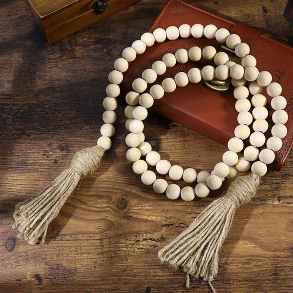 

decorative objects & figurines lioobo wood bead garland with tassels farmhouse beads rustic country decor