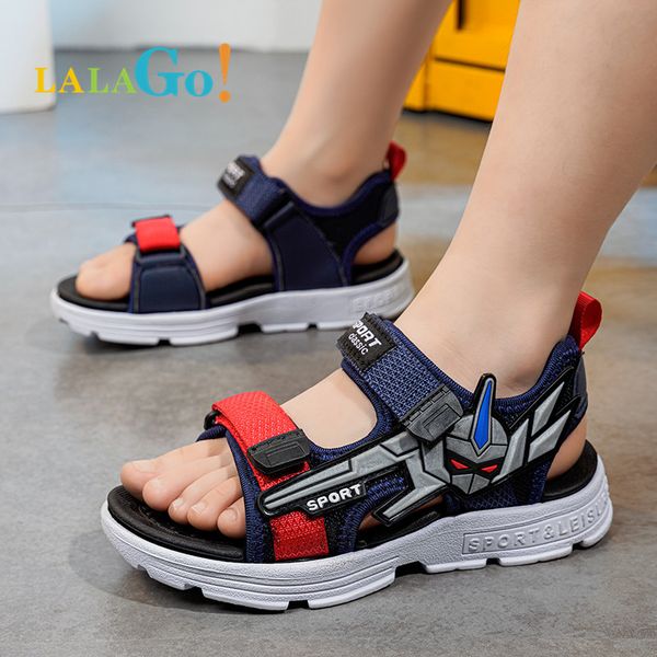 

2021 new kids sandals boys beach sport children flats breathable anti-slippery boys closed toe slippers sandalias shoes, Black;red