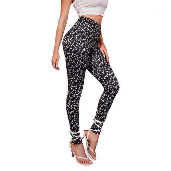 

women's sportswear pants high-waist trousers party floral jogger slimming tight wrapped bottoms fashion casual wear & capris, Black;white