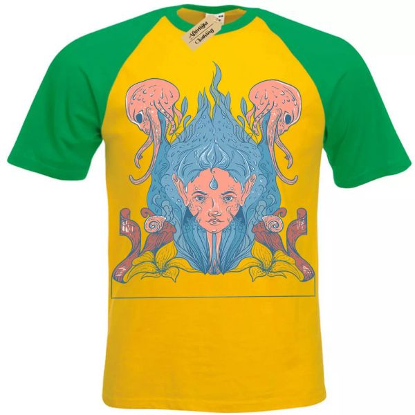 

inside the ocean t-shirt underwater mermaid short sleeve baseball, White;black