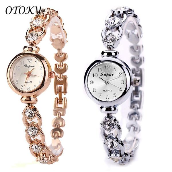 

wristwatches otoky fashion women watches rhinestone luxury quartz rose gold female women's bracelet clock reloj frauenuhr, Slivery;brown