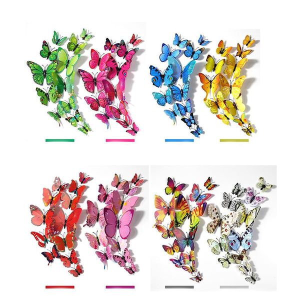 

fridge magnets magnet with double-sided adhesive 3d colorful magnetic simulation butterflies sticker refrigerator wall decoration 12 pc