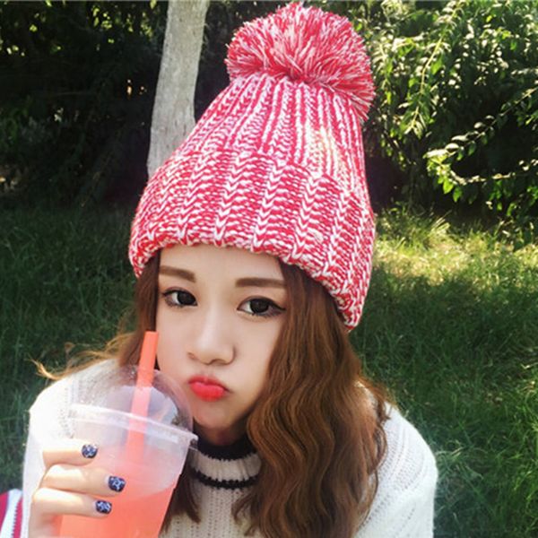 

winter woolen ladies autumn and winter warm lovely plush thickened ear protection knitted hat students, Black;white