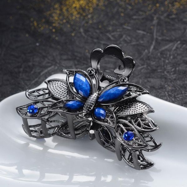 

hair clips & barrettes vintage rhinestone resin crystal flower butterfly for women jewelry charm big crab clip wedding accessories, Golden;silver