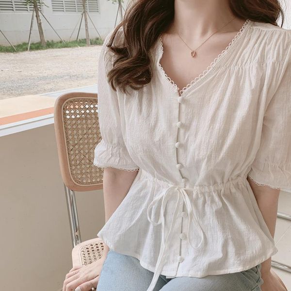 

embroidery summer white women blouses casual half sleeve girls linen cotton lace up plus size
