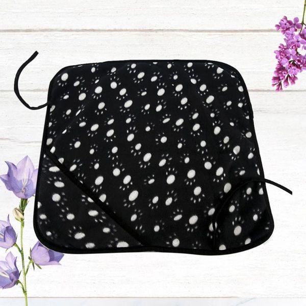 

pet pad winter warm mat footprint pattern dual-side plush premium indoor sleeping cushion supplies for cat dog (black) kennels & pens