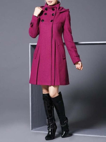 

women's wool & blends vogue women woolen coat korean version thin in the long section college wind cloak shawl large size windbreaker s, Black