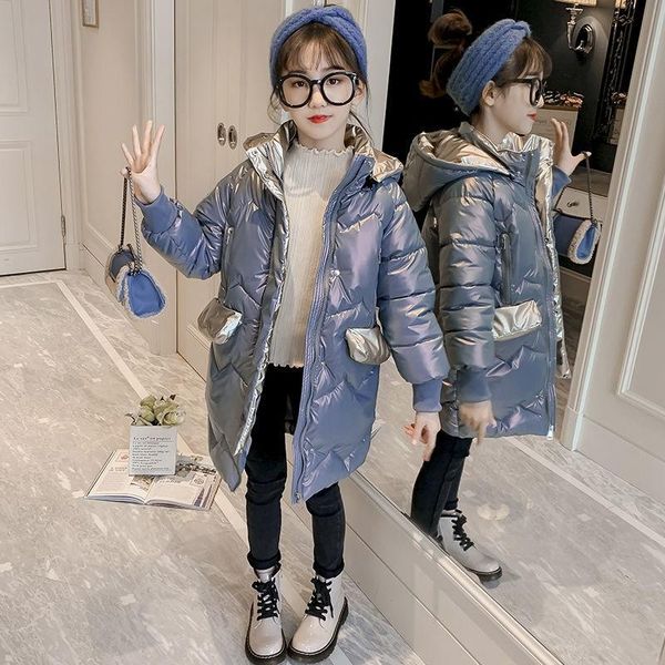 

down coat girls' cotton clothing waterproof windproof and warm, Blue;gray