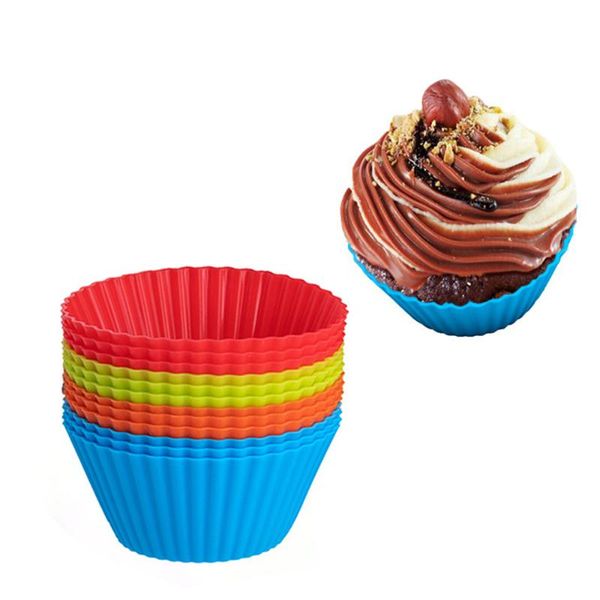 

12/24 pcs silicone cup cake cases muffin cupcake bun baking mold decor round shaped kitchen cooking bakeware & pastry tools