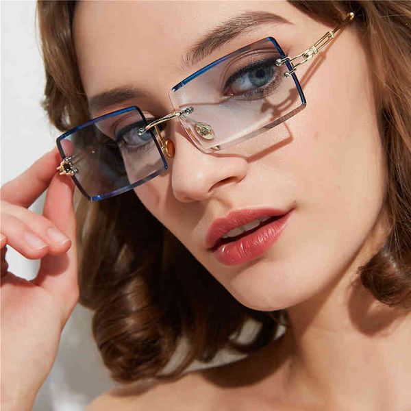 

2022 fashion wholesale manufacturers ladies rimless square small rectangle frameless women men shades sun glasses sunglasses, White;black