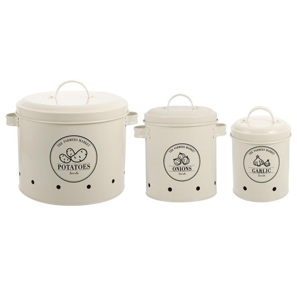 

buckets 3pcs potato storage containers garlic holders food organizers