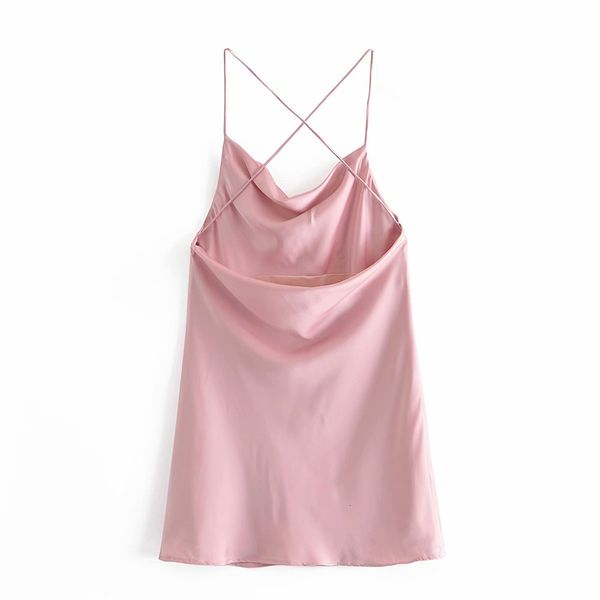 

casual dresses short with draped neckline and spaghetti straps that cross at the back ed in satin interior, Black;gray
