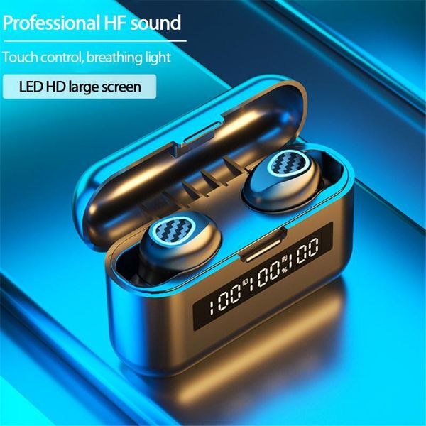 

wireless bluetooth 5.1 earphones smart touch in-ear surround stereo music headphones with 3 digital display charging case