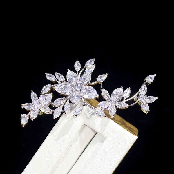 

asnora ladies' large flower crystal fashion bouquet zirconia brooch and ol western ornament, Gray