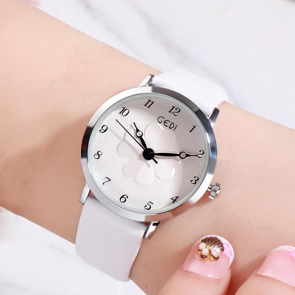 

wristwatches small fresh flowers female belt watch students simple art wrist leisure ins wind, Slivery;brown