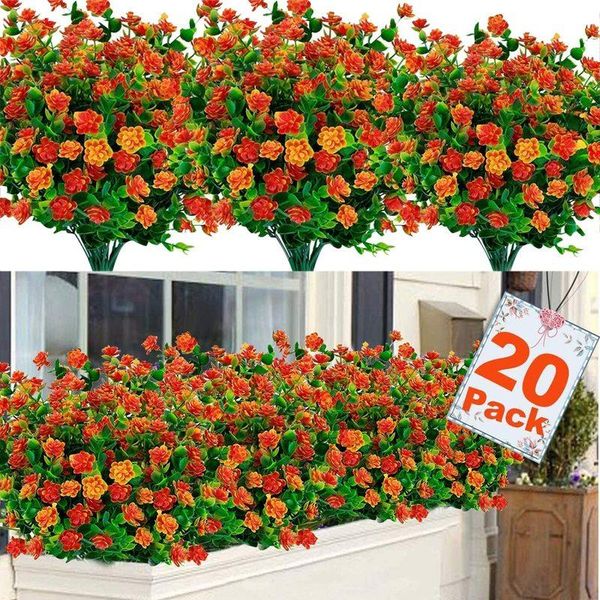

decorative flowers & wreaths 20 bundles outdoor artificial fall plants uv resistant plastic for outside faux home garden decor