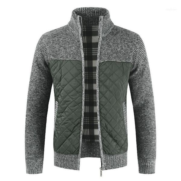 

men's sweaters zip up men sweater jacket stand collar knitted coat autumn clothing vintage knitwear patchwork cardigan1, White;black