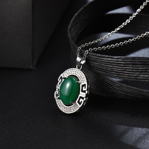 

pendant necklaces women wedding party jewelry bridesmaid gift luxury oval created emerald zircon choker necklace, Silver