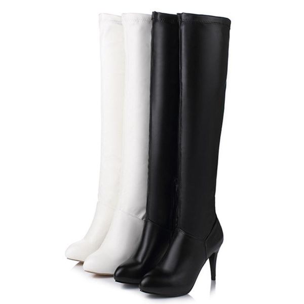 

boots 2021 high-solid color women over the knee stretch stiletto high-heeled knight female large size 33-45, Black