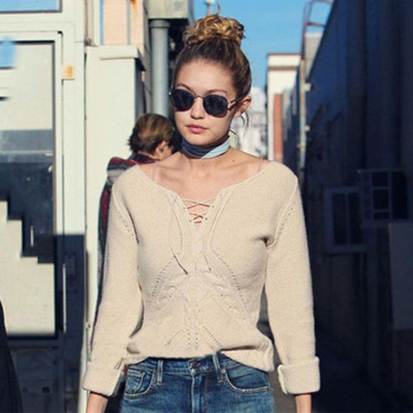 

women's sweaters sweater lace cutout knit short winter clothes women oversized korean long sleeve top, White;black