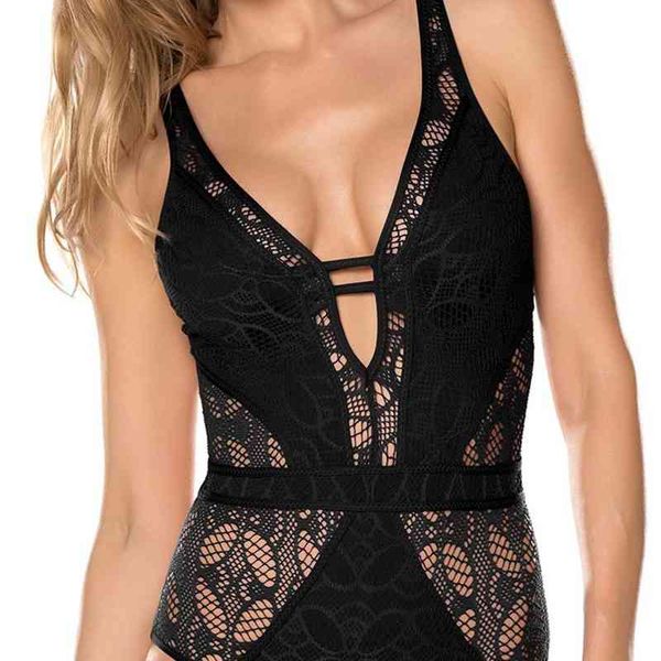 

one piece cut out lace bikini swimsuit women bikini, White;black