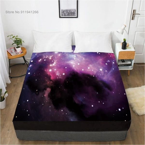 

sheets & sets galaxy fitted sheet black lilac colour bed with an elastic band 150x200cm mattress cover kids gifts