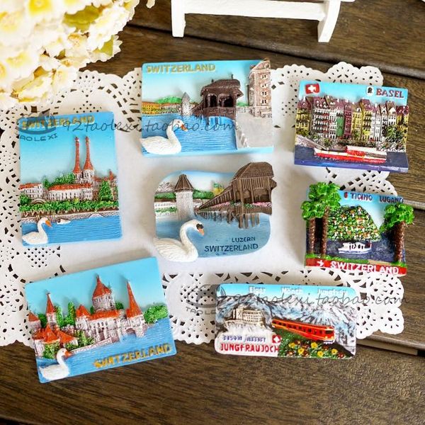 

fridge magnets -selling switzerland lucerne swan lake tourism memorial 3d refrigerator magnet decorative sticker