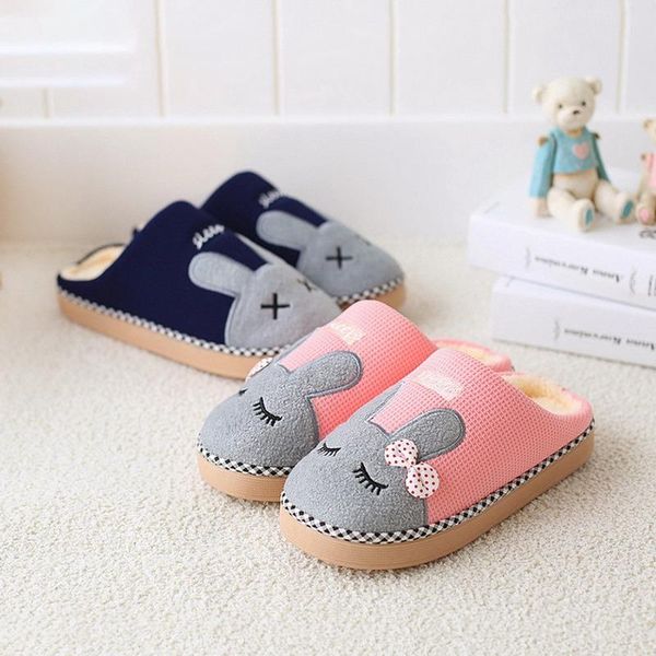 

slippers women winter home cartoon cat shoes non-slip soft warm house indoor bedroom lovers couples floor, Black