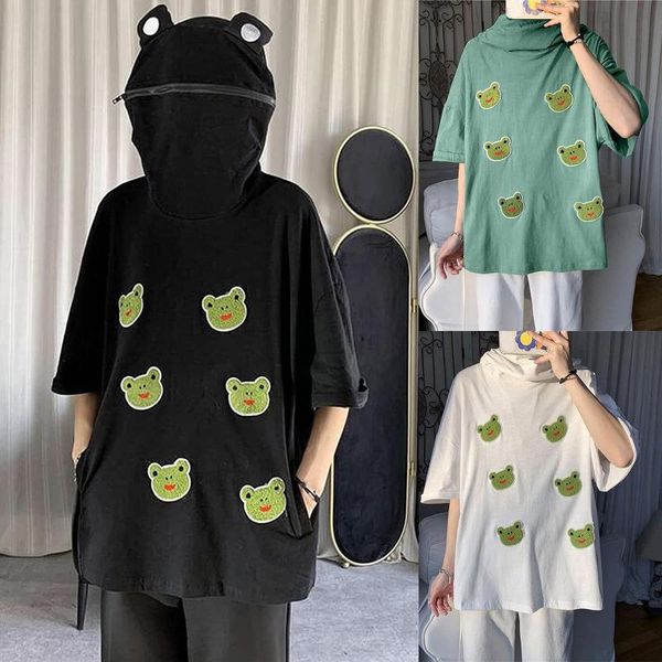 

women's t-shirt women stitching three-dimensional cute design zipper pullover sweatshirt loose fashion coat hooded clothing jumper jack, White