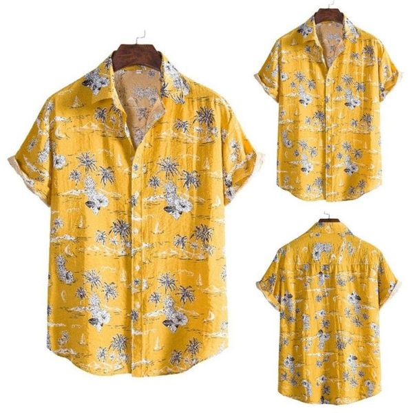 

men's t-shirts hawaii summer loose palm tree print casual holiday beach uk, White;black