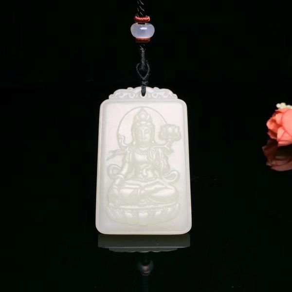 

lockets exquisite hetian jade guanyin pendant h24#, Silver