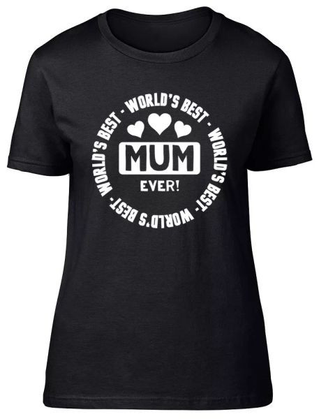 

world's mum ever ladies womens fitted t-shirt, White;black