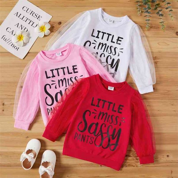 

toddler girl sweet letter print pullovers 210528, Black