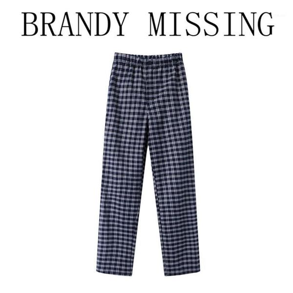 

slim girls england style vintage pants 2021 spring-autumn office ladies high waist women plaid straight-leg trousers women's & capris, Black;white