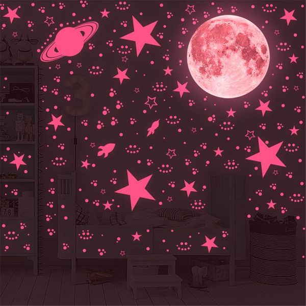 

wall stickers moon stars dot luminous sticker spaceship