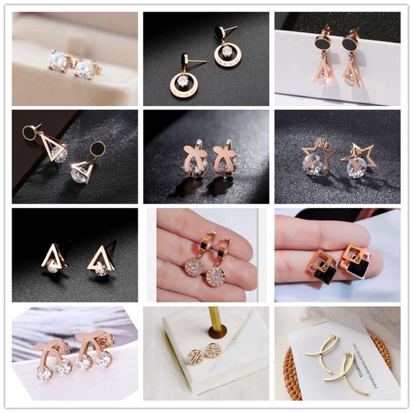 

titanium zircon earrings simple advanced metal butterfly earrings