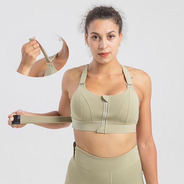 

yoga outfit front zipper sports bra women gym plus size 4xl adjustable fitness shockproof high support all-in-one underwear top