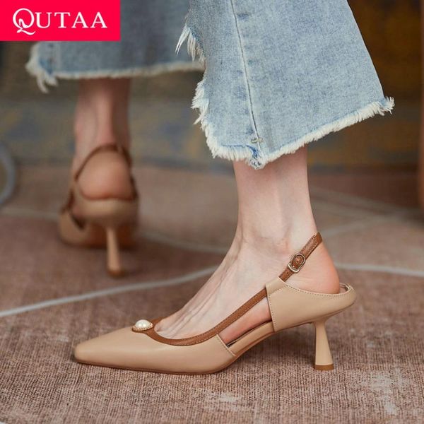 

thin high heels summer back strap buckle elegant female shoes pointed toe genuine leather women sandals size 34-39 dress, Black