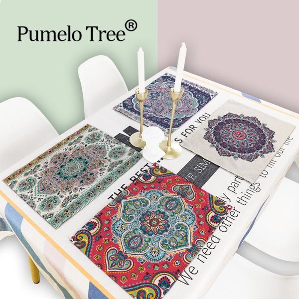 

mats & pads 6pcs boho retro table placemats abstract geometric decor rectangle placemat set de for dining cups posavasos
