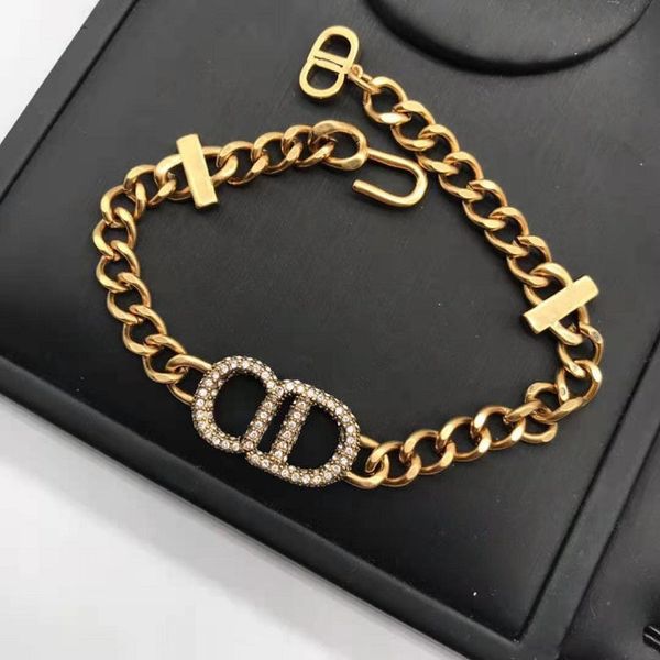 

2021 new jewelry 2021 diamond thick chain necklace bracelet brass material fashion temperament simple neckband bracelet, Silver