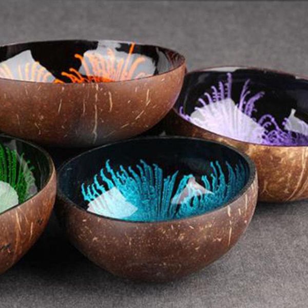 

bowls creative natureal coconut bowl ink ornament storage eco friendly soup salad noodle section