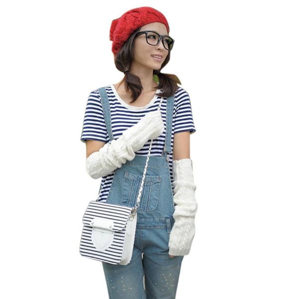 

fingerless gloves none hand women knitted glove long arm half warmers for warmer, Blue;gray